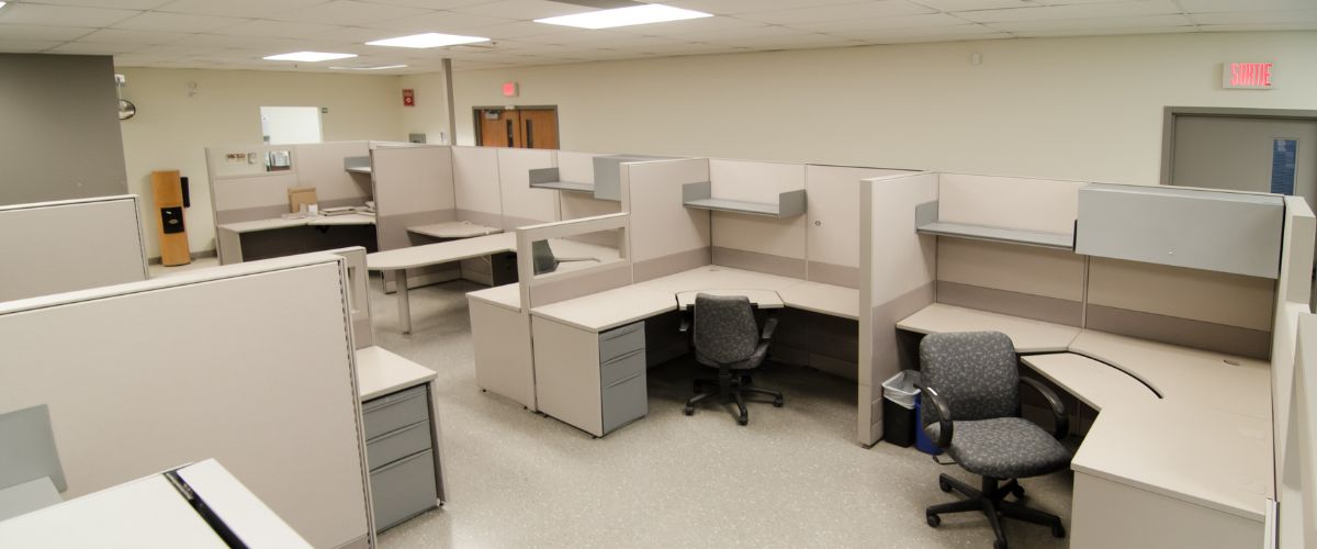 office space with cubicle workstations