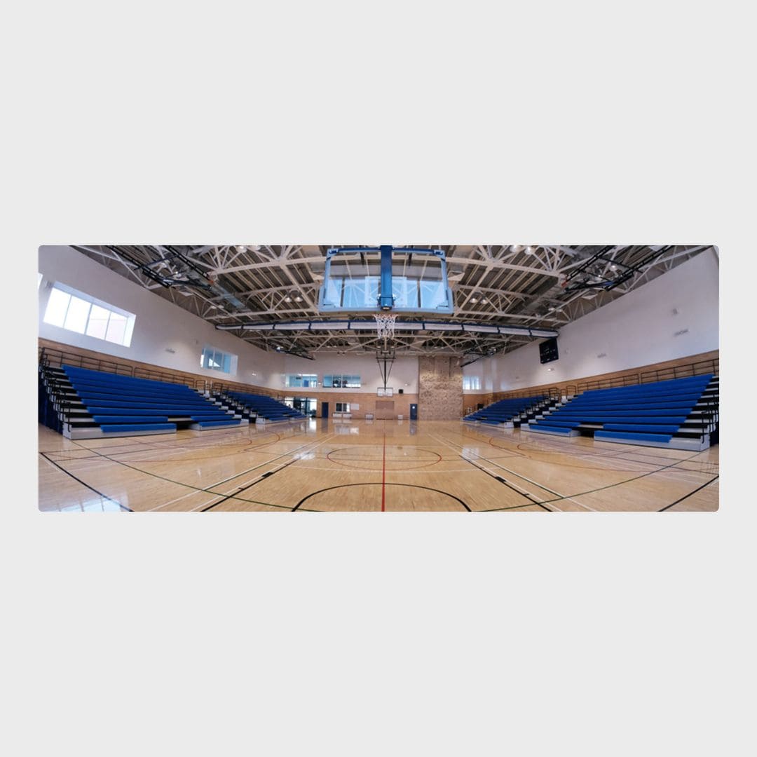 gym bleachers in blue plastic color with retractable mechanism in the philippines