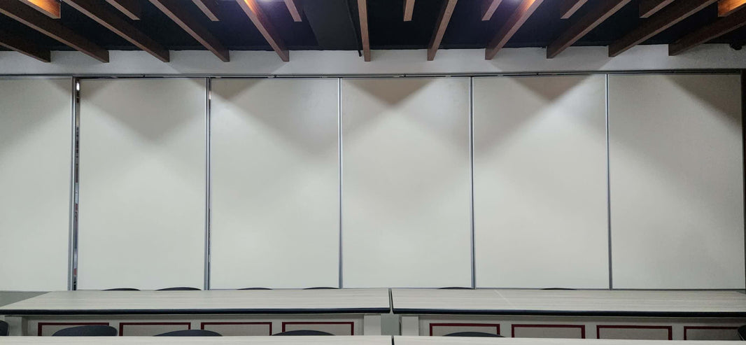 Soundproof room with a foldable partition wall deployed in a classroom setting in the Philippines