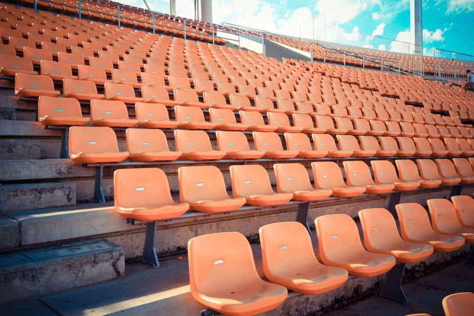 bleacher stadium seats in orange hdpe