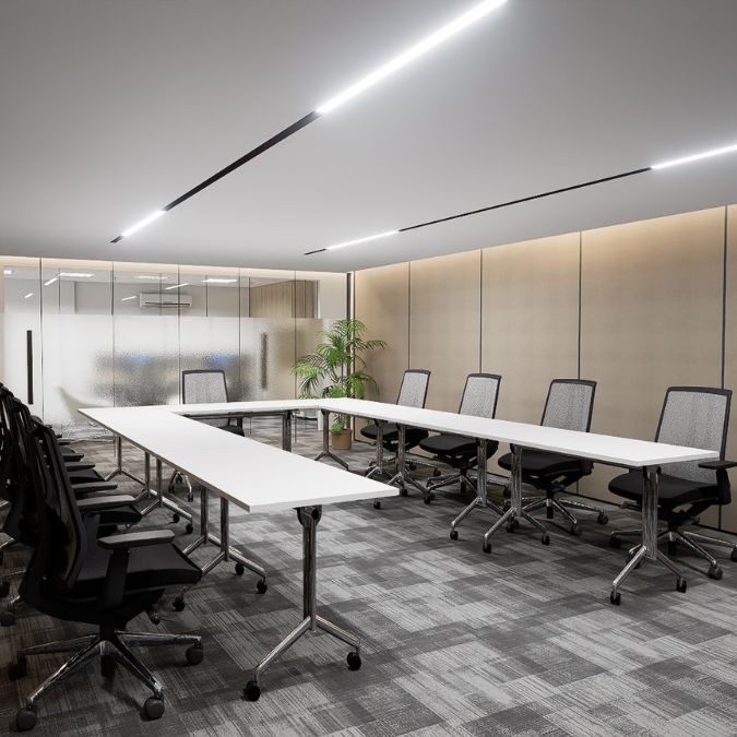 operable partition wall in a meeting room in the philippines with office chairs and tables